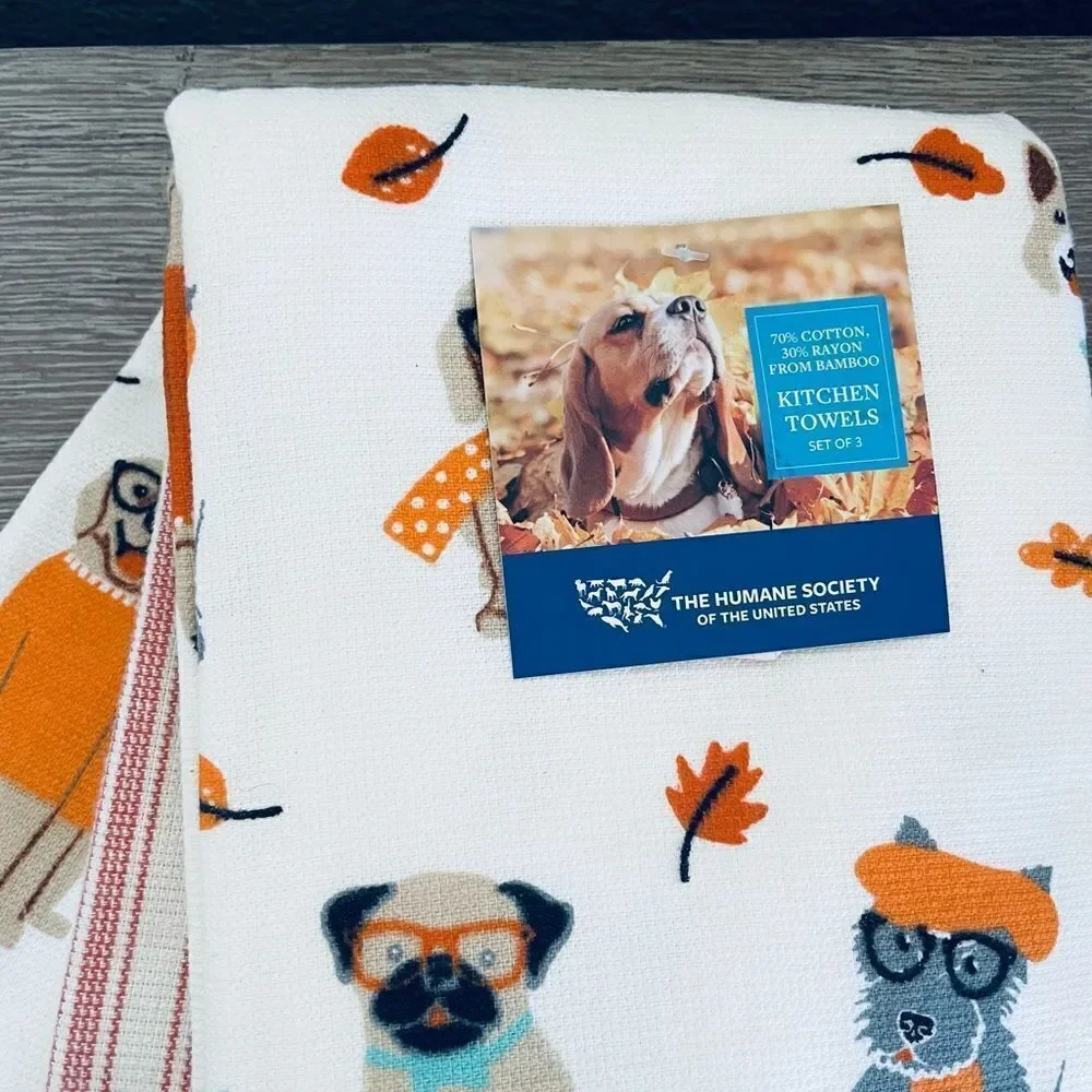ASPCA Fall Dogs 3-pk Kitchen Dish Towels Set